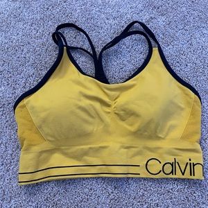 yellow sports bra